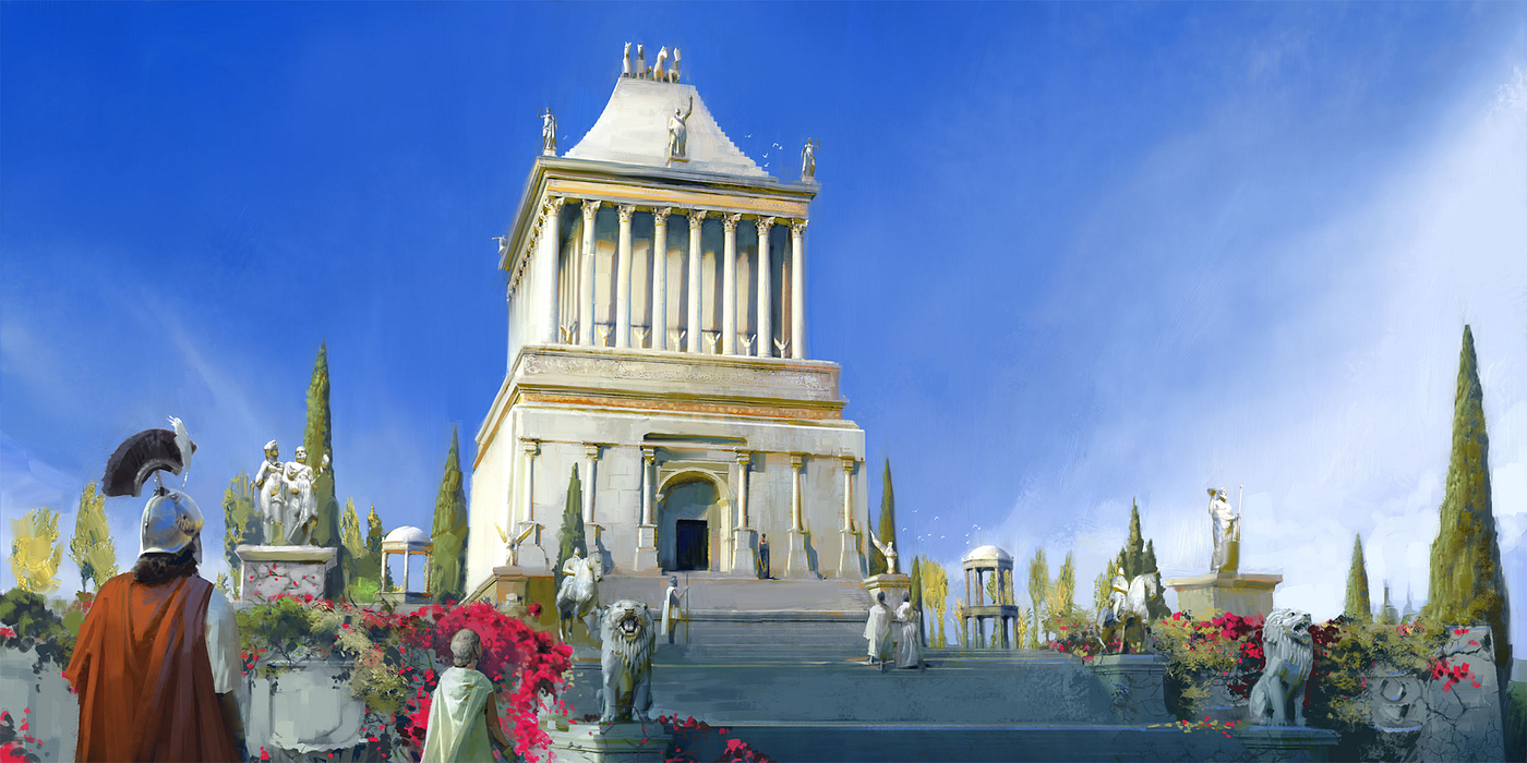 Halikarnas Mozolesi illüstrasyonu (Kaynak: https://www.worldhistory.org/). Mozole, M.Ö. 4. yüzyılda Karya Kraliçesi II. Artemisia tarafından ölen eşi Kral Mausolos adına yapılmıştır. Bu tarihten sonra buna benzer yapılara ‘Mozole’ denmeye başlanmıştır.