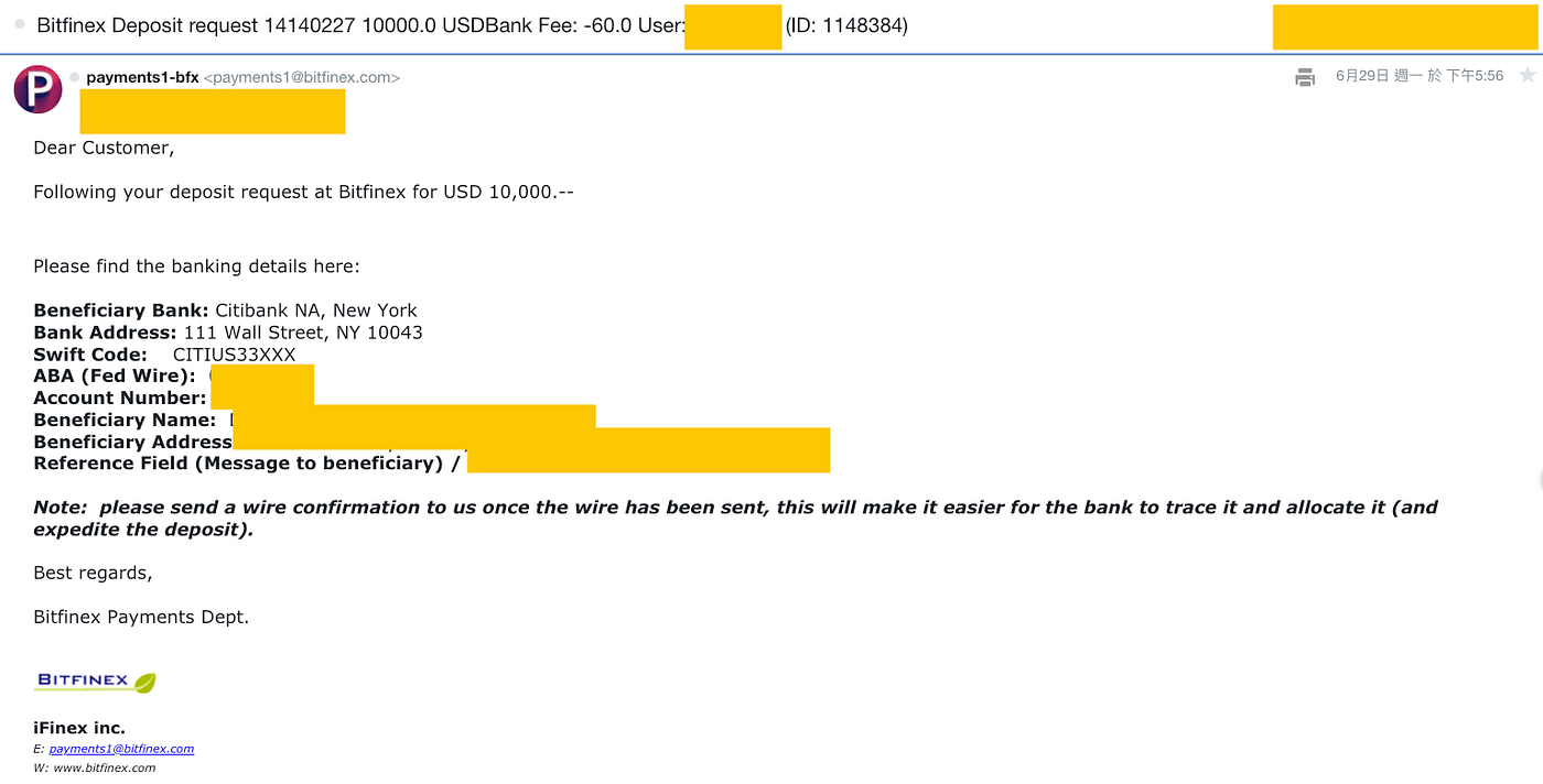 Bitfinex 美元電匯步驟教學2020/6/29 更新. Bitfinex 美元電匯| by 靈界偵探Cupid Sie 謝銘峰| Medium