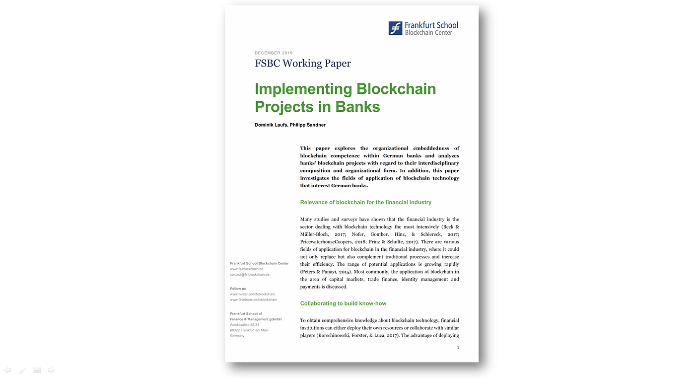 Implementing Blockchain Projects in Banks | by Philipp Sandner | Medium