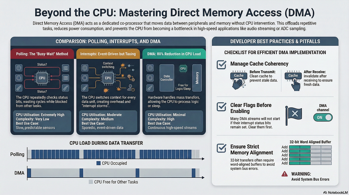 DMA Explained — How Microcontrollers Move Data Without the CPU