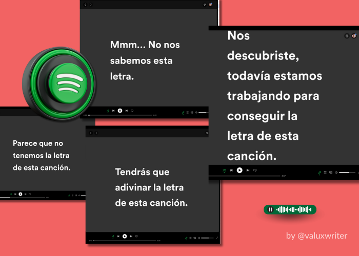 Spotify no encuentra letra y dice que “no” de forma positiva