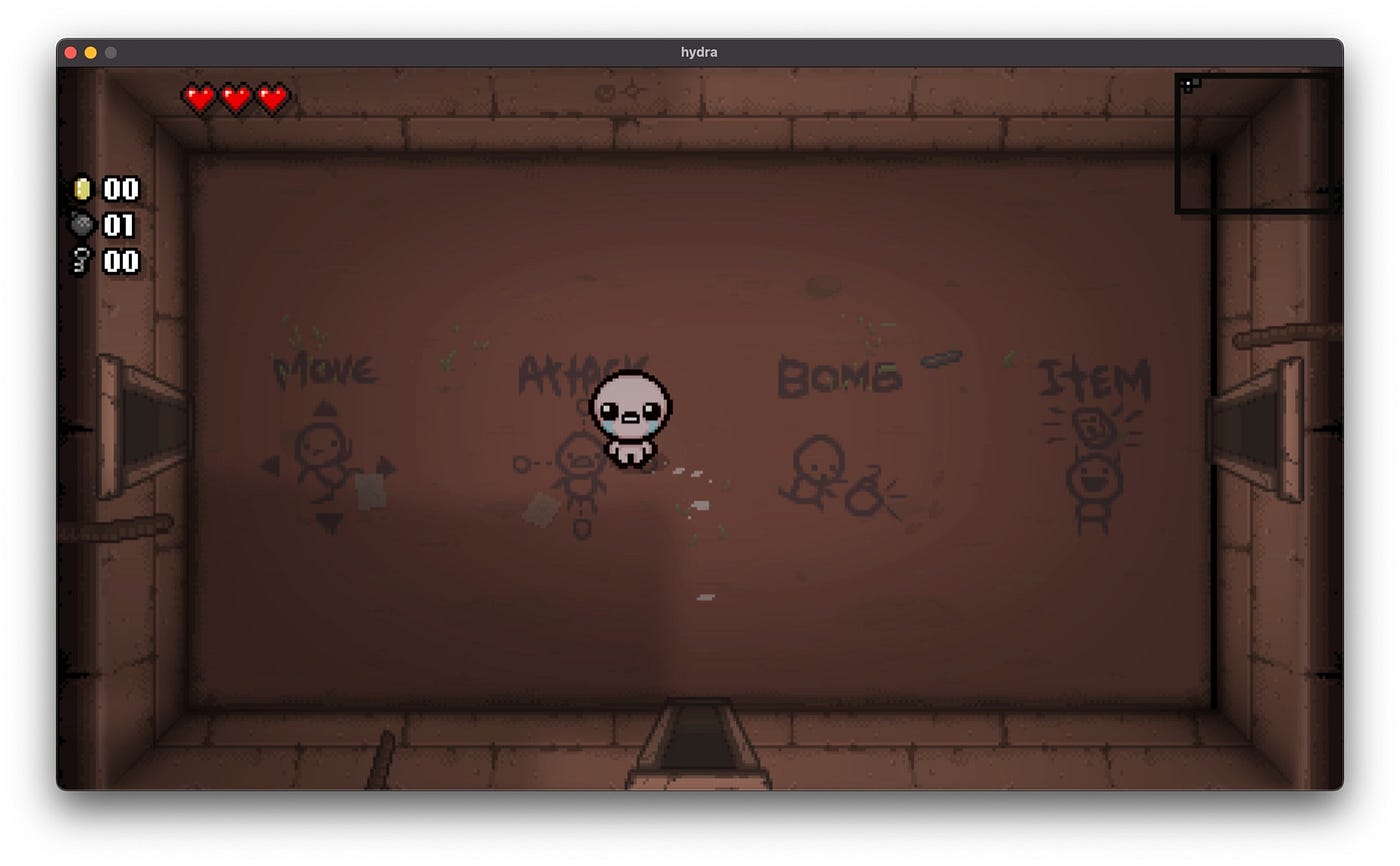 The Binding of Isaac. The closest game to being considered playable on Hydra