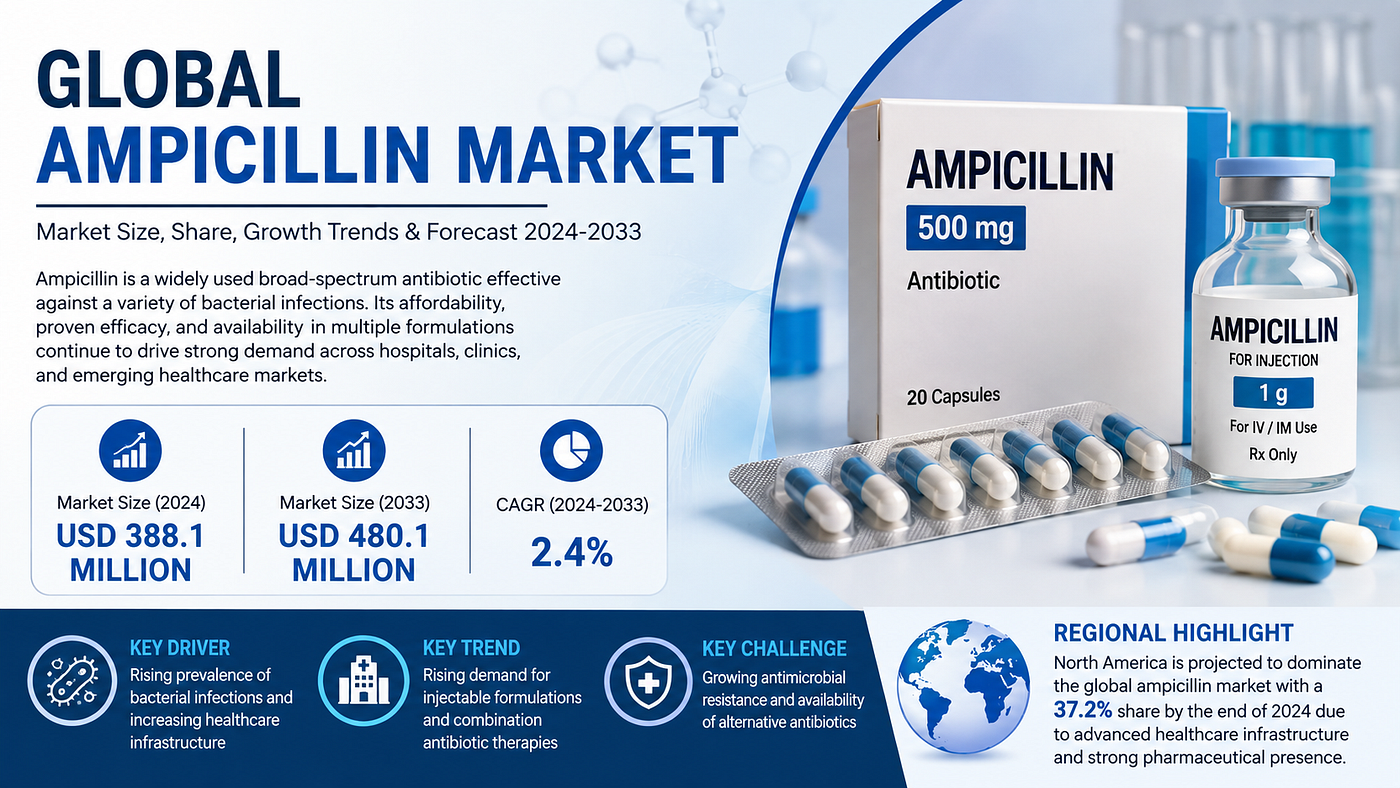 Ampicillin Market Size, Share, Growth Trends & Forecast 2024–2033