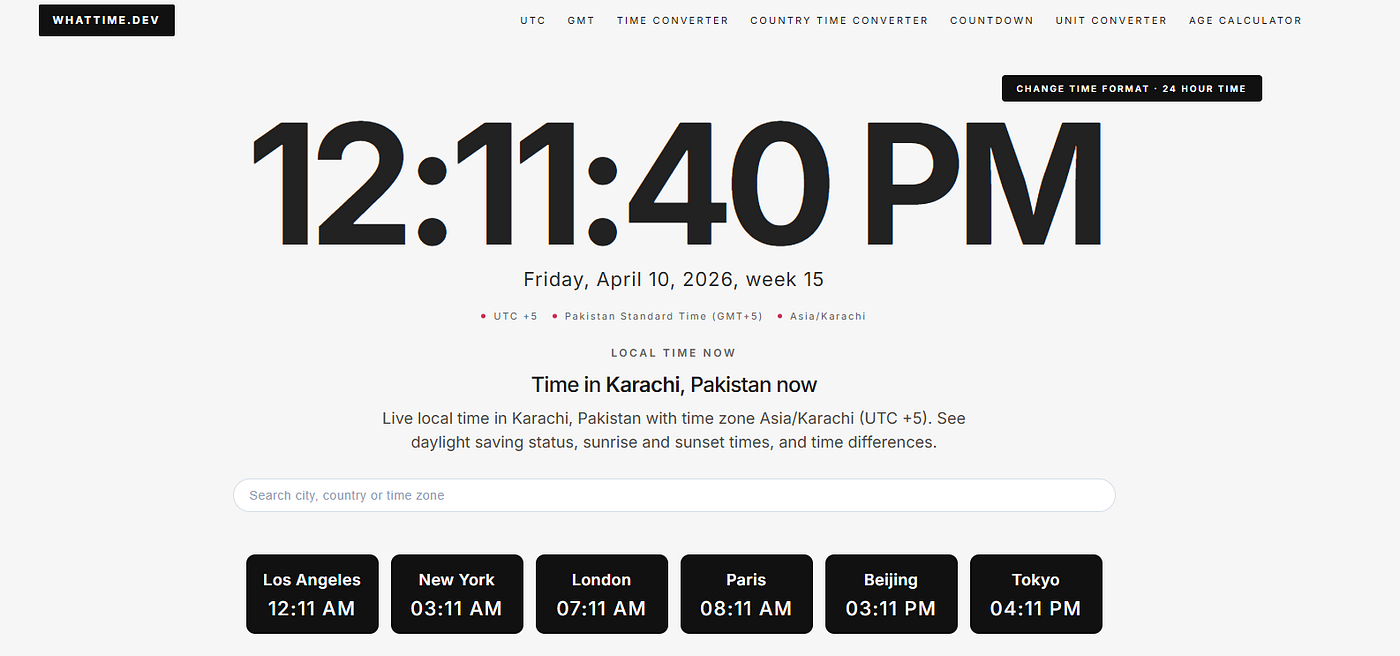 WhatTime.dev — A Simple Way to Stay in Sync with the World