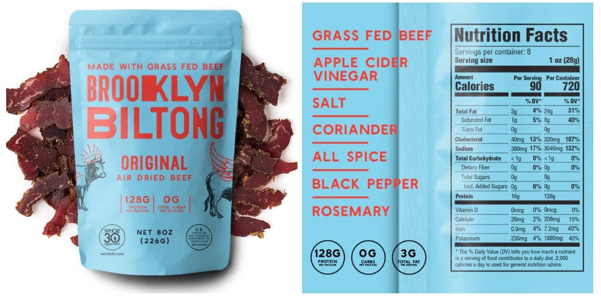 biltong jerky nutrition