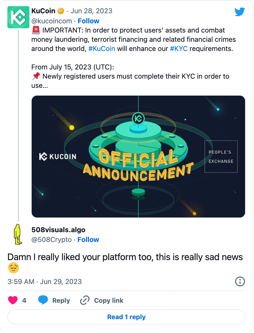 Cryptocurrency Users Mourn as Kucoin Says Goodbye to Us! | by Token Trekker  Crypto & Travel | Coinmonks | Medium
