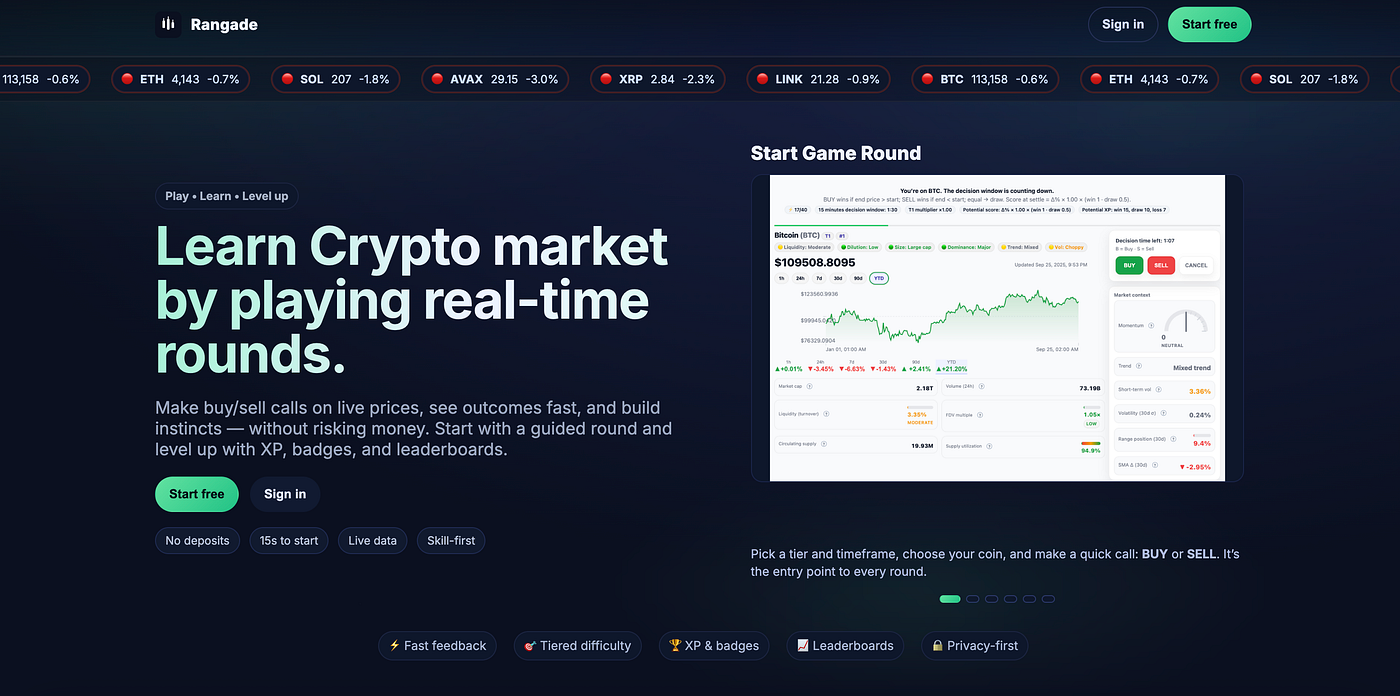 Announcing Rangade — a fair, skill-based BUY/SELL crypto game for curious  market learners | by Ehsan Yazdanparast | Coinmonks | Medium