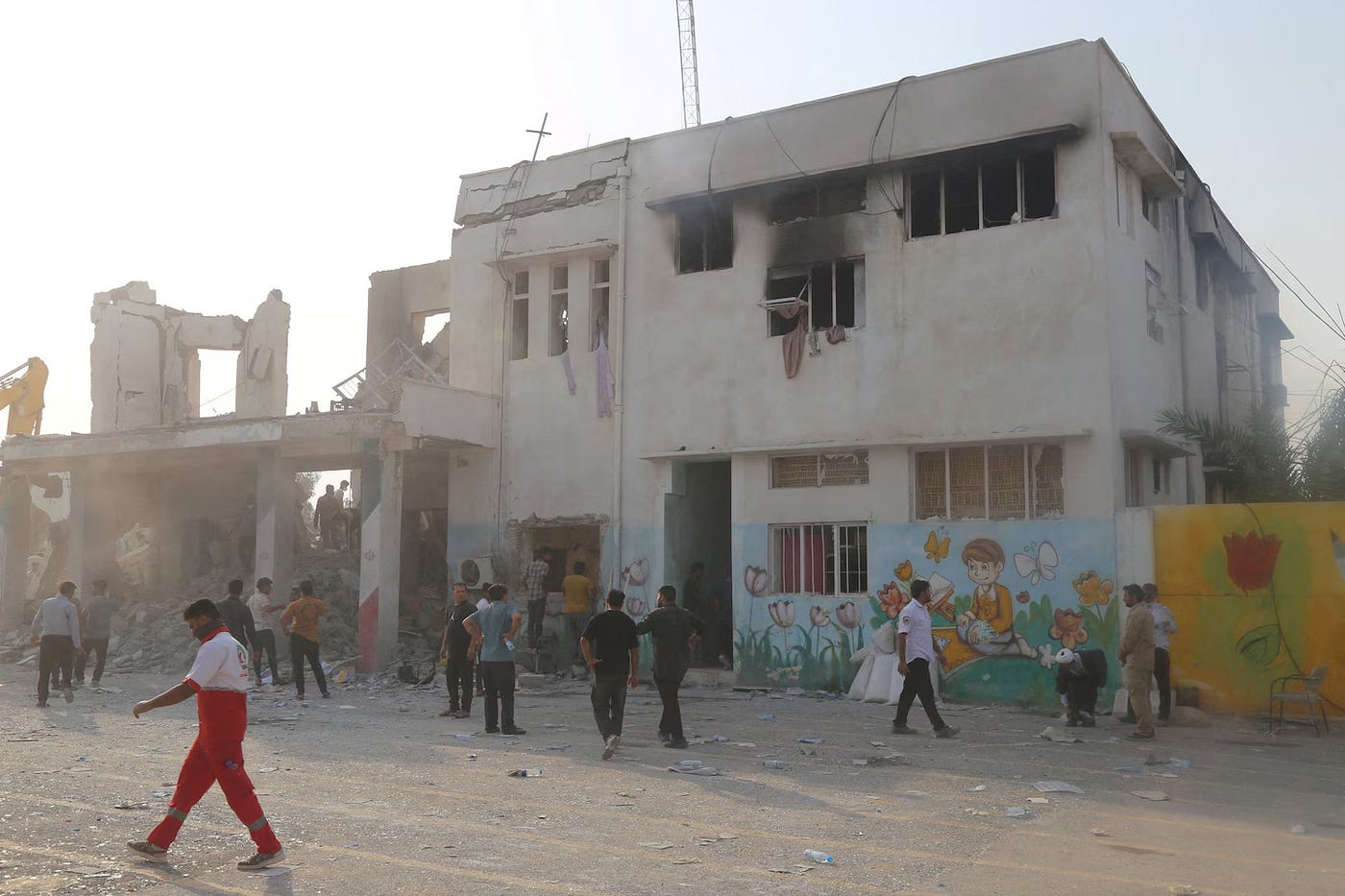 The aftermath of a strike on a school in Minab, Iran, on Feb. 28. (Abbas Zakeri/Mehr News/WANA/Reuters)