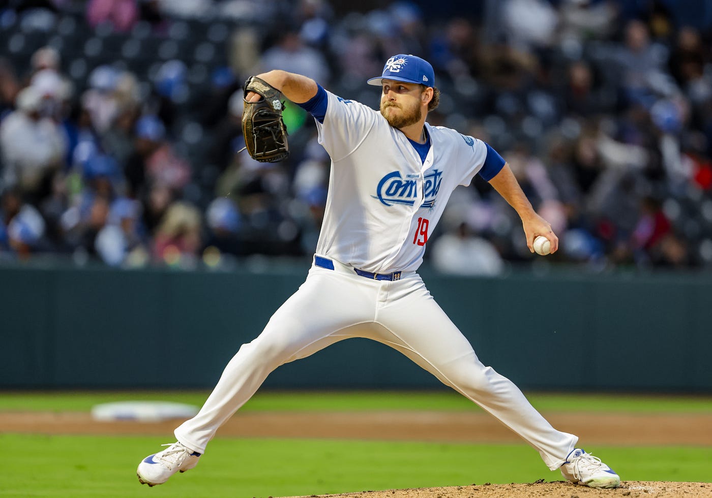 Comets pitcher Cole Irvin on the mound at Chickasaw Bricktown Ballpark (Ron Lane).