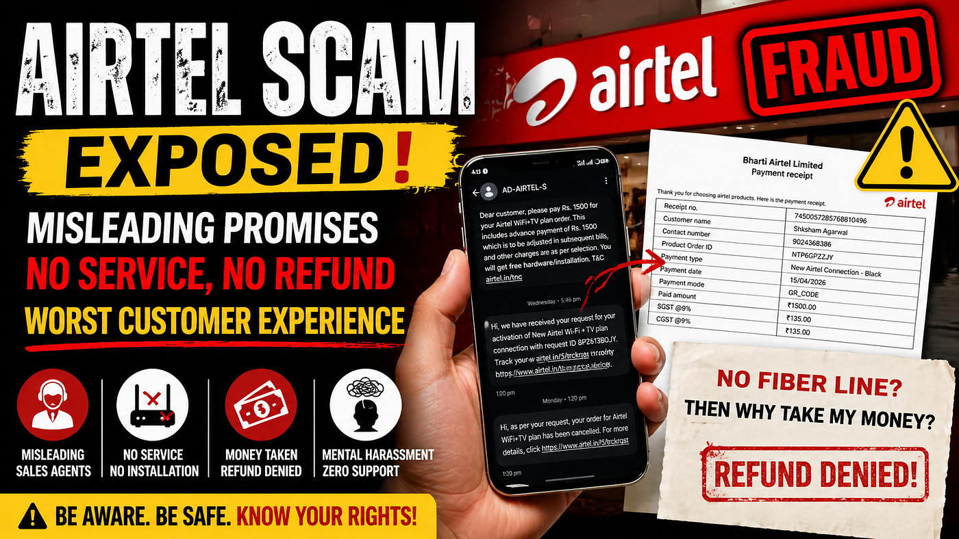 My Airtel Fiber Experience: Delays, Miscommunication, Refund Issues, and Consumer Frustration