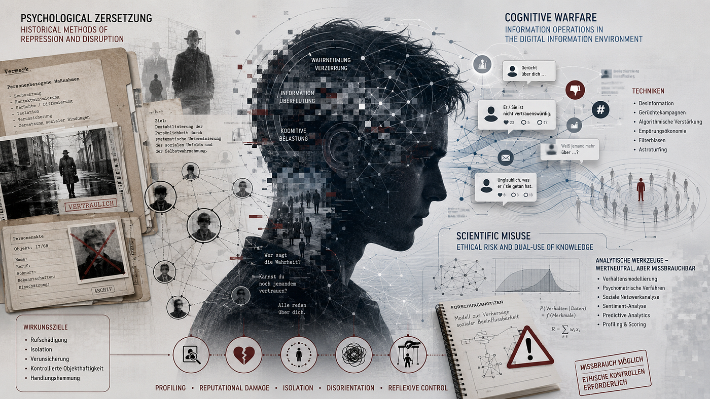 Psychological Zersetzung, Cognitive Warfare, and the Risk of Scientific Misuse