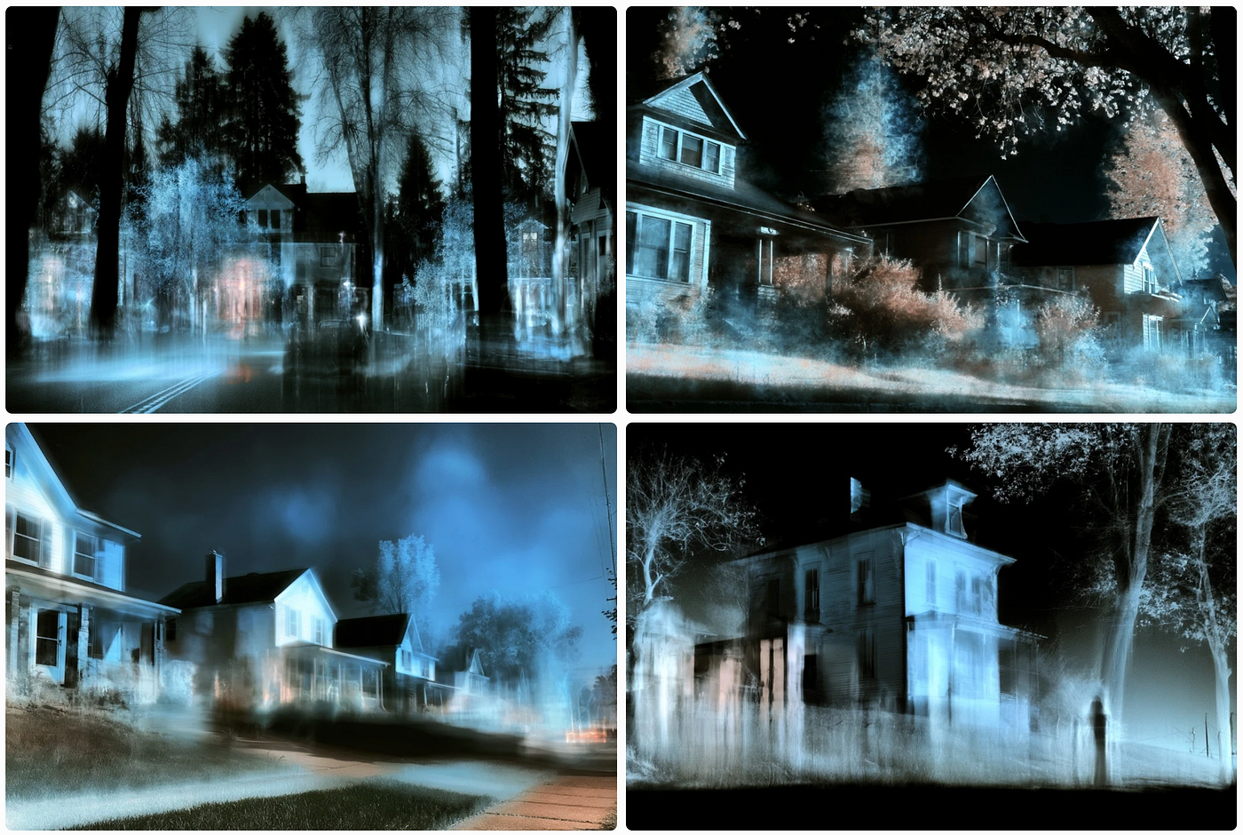 a paranormal image grid made with SREF ID: 1659740850 — created by the author in the Midjourney v8.2 preview