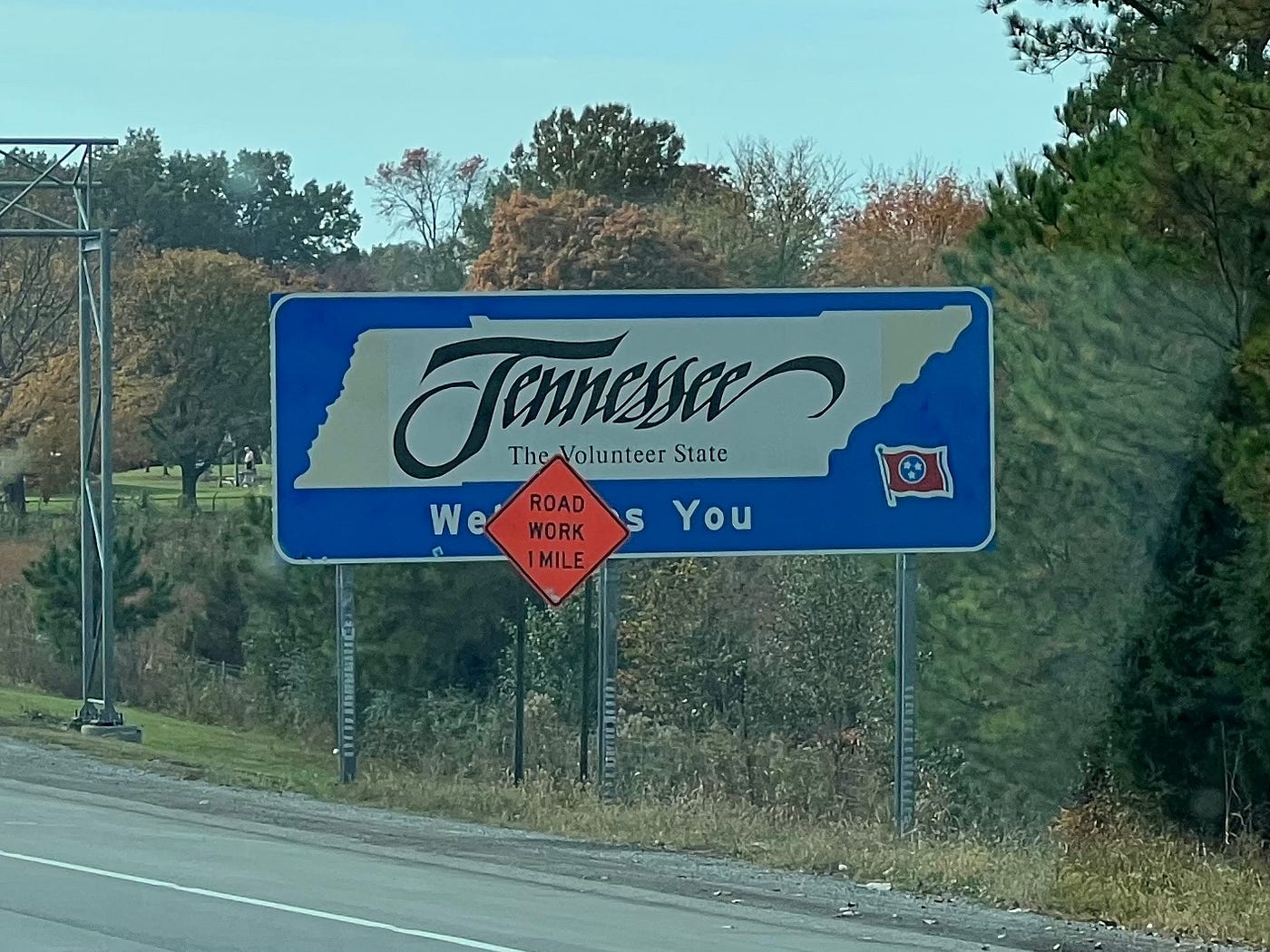Tenessee Rural Road Sign Welcome To Tennessee Sign