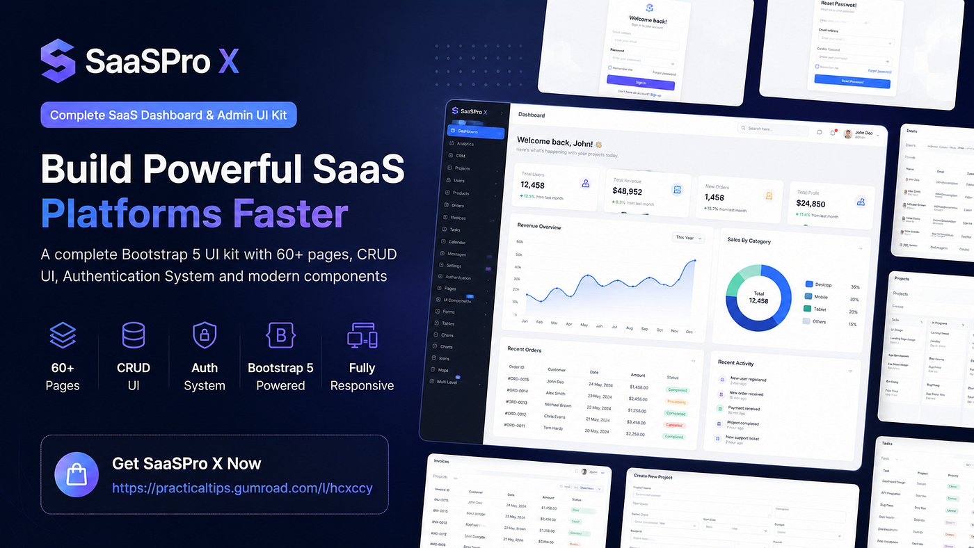 SaaSPro X — The Complete Bootstrap 5 SaaS Dashboard & Admin UI Kit for Modern Software Businesses
