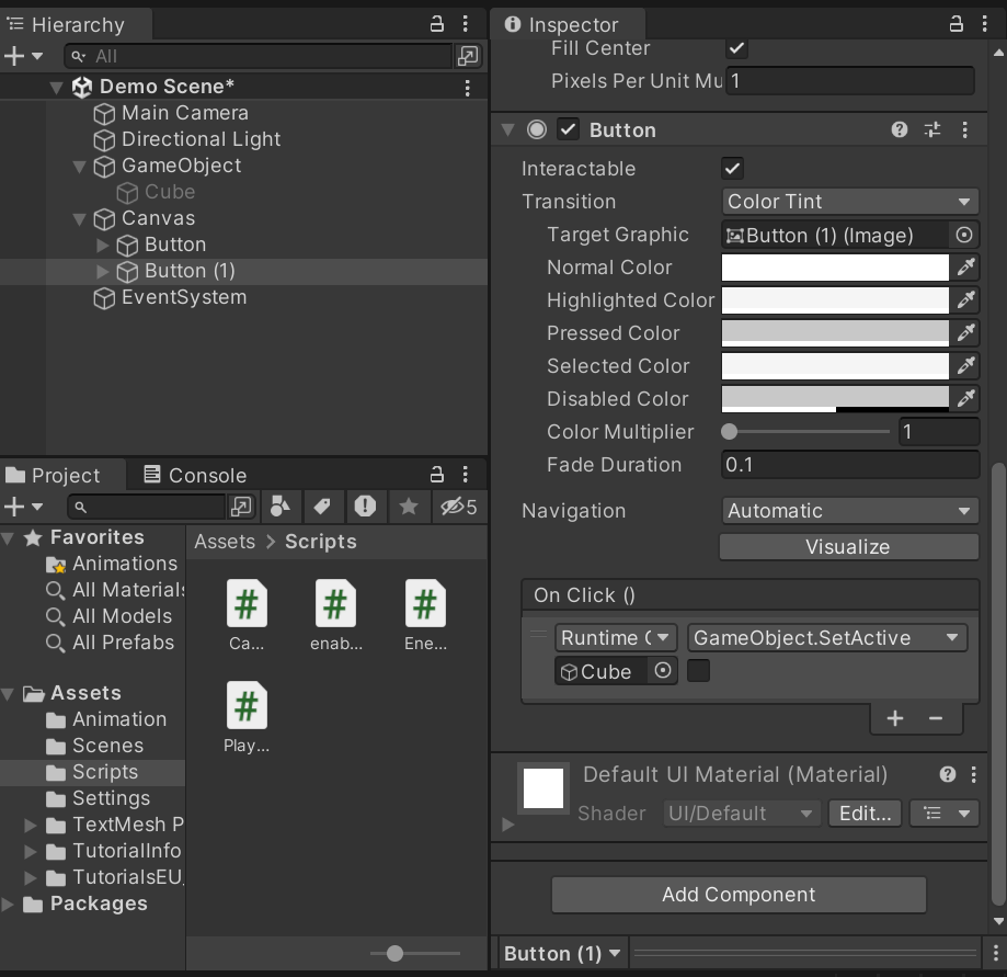 Unity - Manual: Deactivate GameObjects