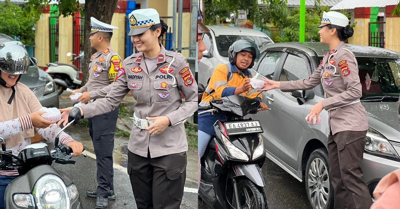 Polwan Polres Pangkep Gelar Jum’at Berkah, Bagikan Nasi Kotak dan Pesan Kamtibmas