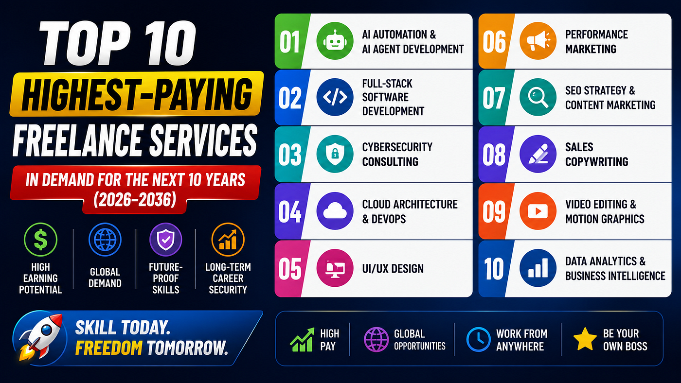 Top 10 Highest-Paying Freelance Services That Will Stay in Demand for the Next 10 Years (2026–2036)