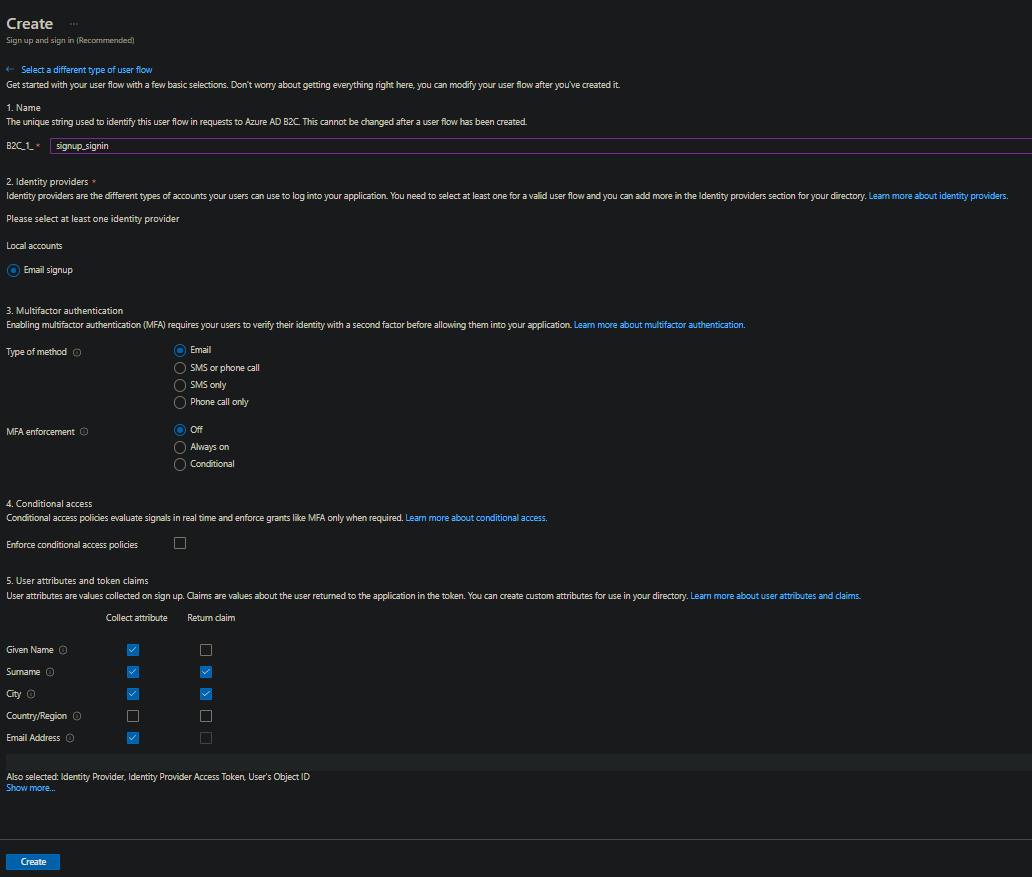 user_bページ Azure B2C gives 