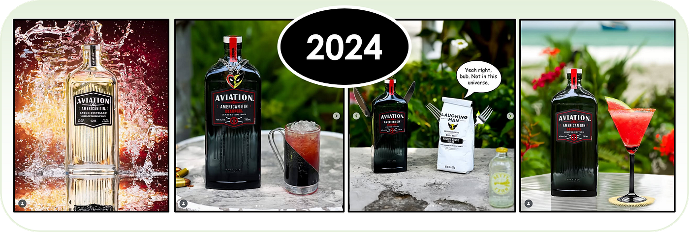 A compilation of Starkloff’s photography work during 2024 to promote Aviation Gin