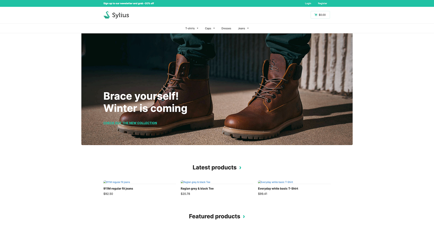 Sylius preview — Homepage