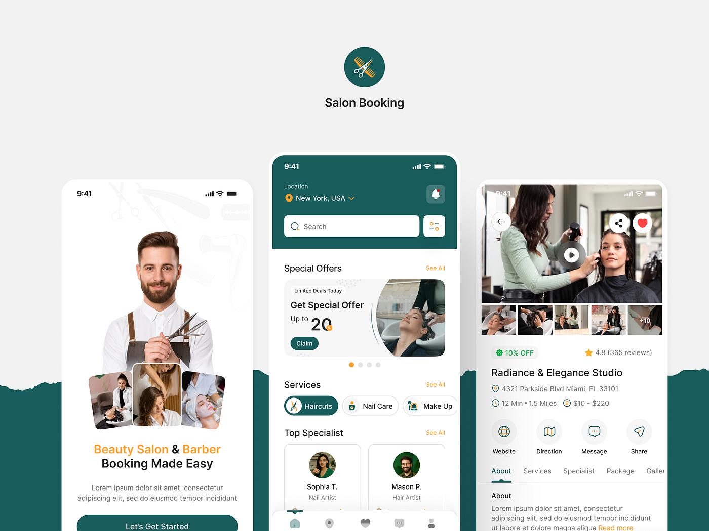 Barber and Beauty Salon Appointment Booking App UIUX