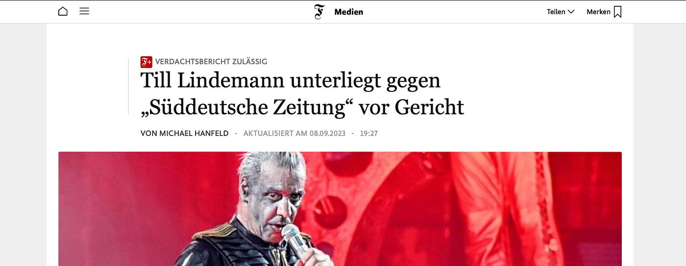 Newest Cover of Der Spiegel: The Rammstein Case -- Till Lindemann