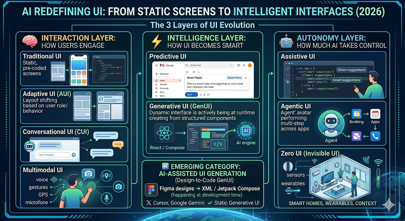🚀AI is Redefining UI — From Static Screens to Intelligent Interfaces (2026)

We’re moving beyond…