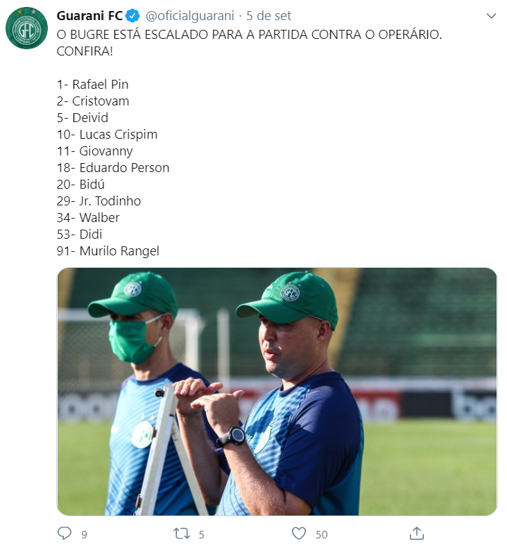 Campeonato Brasileiro Série B de divulgação de escalações 2020