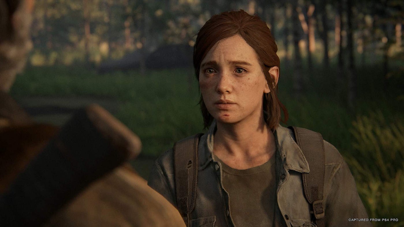Lexica - Portrait of adult Ellie from the game The last of us 2, medium  shot looking to the side, raining, traces of rain on her face --ar 16:9  --tes