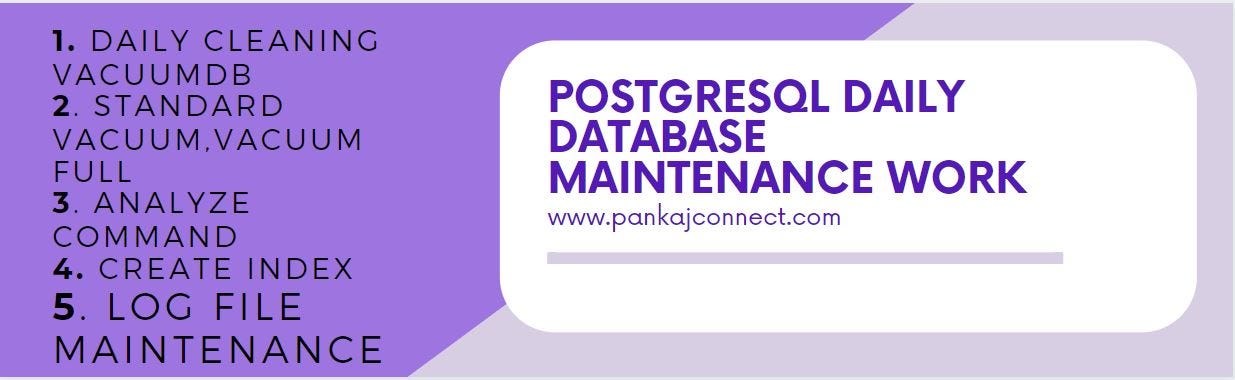 POSTGRESQL DATABASE MAINTENANCE. Routine backup of daily database… | by  Pankaj kushwaha | Medium