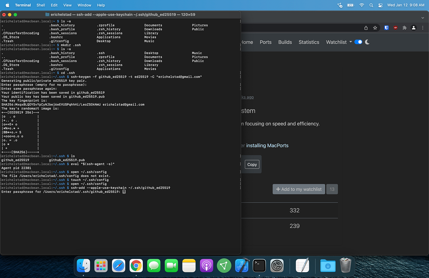Added key to ssh-agent and added passphrase to keychain