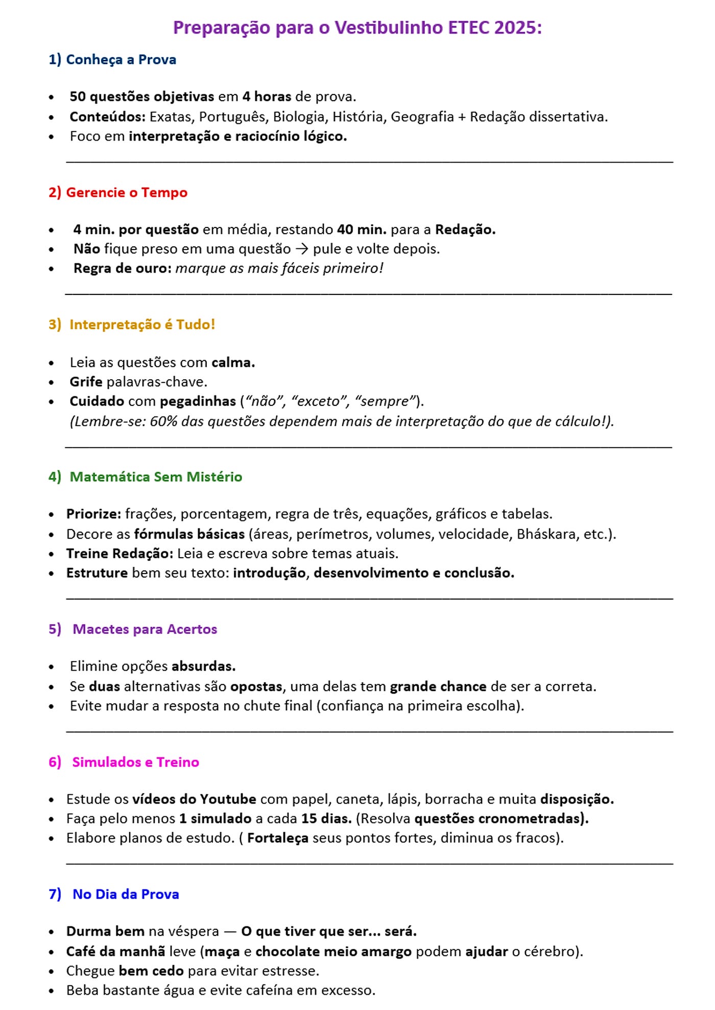 Dicas & Macetes p/ passar na ETEC.