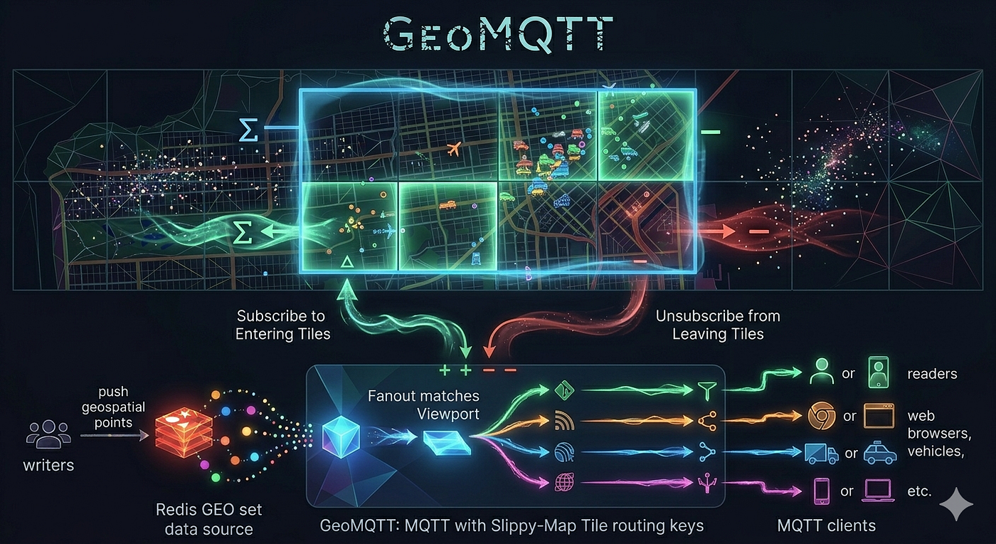 A moving viewport is a set difference: notes on GeoMQTT