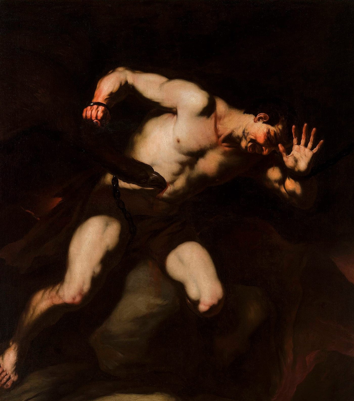 Luca Giordano, “Prometheus Bound.” Second half of 17th century. Museum of Fine Arts, Warsaw. Source: Wikimedia.