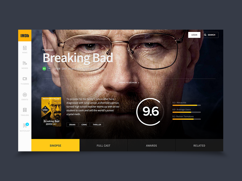 IMDb Movie/TV Page Redesign by Mads Egmose on Dribbble