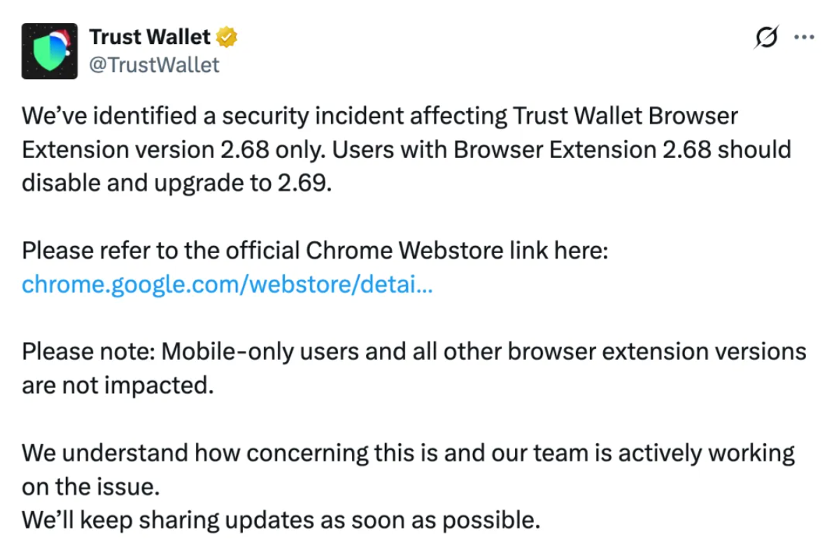Christmas Heist | Analysis of Trust Wallet Browser Extension Hack | by  SlowMist | Dec, 2025 | Medium