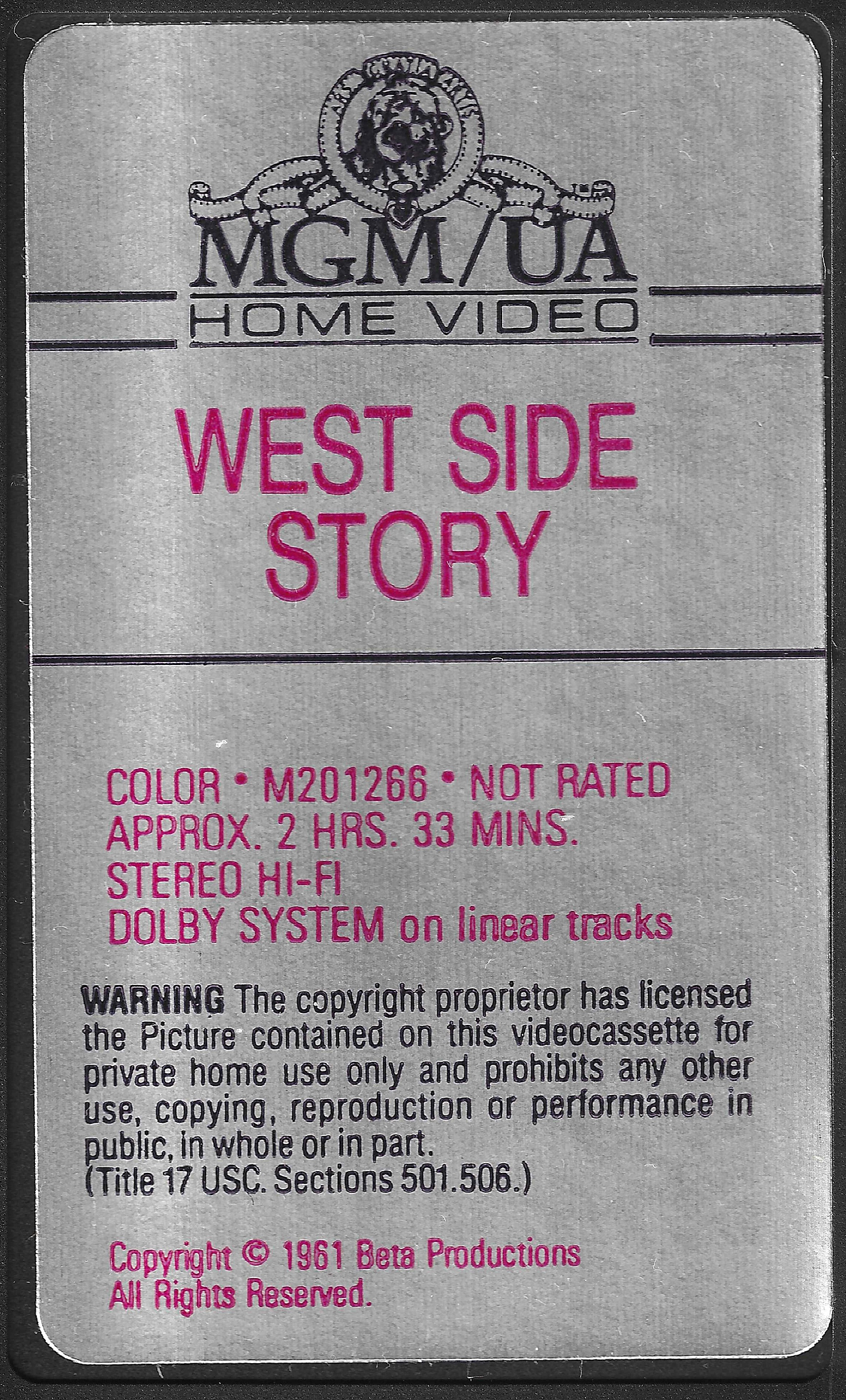 MGM/UA Home Video-graphy, 2