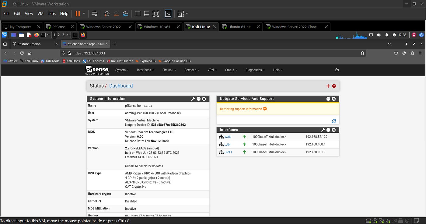 Home Cybersecurity Lab Setup Using VMware Workstation using pfSense and  Multi OS Virtual Machine | by Oluwadamilare Adeosun | Dec, 2025 | Medium