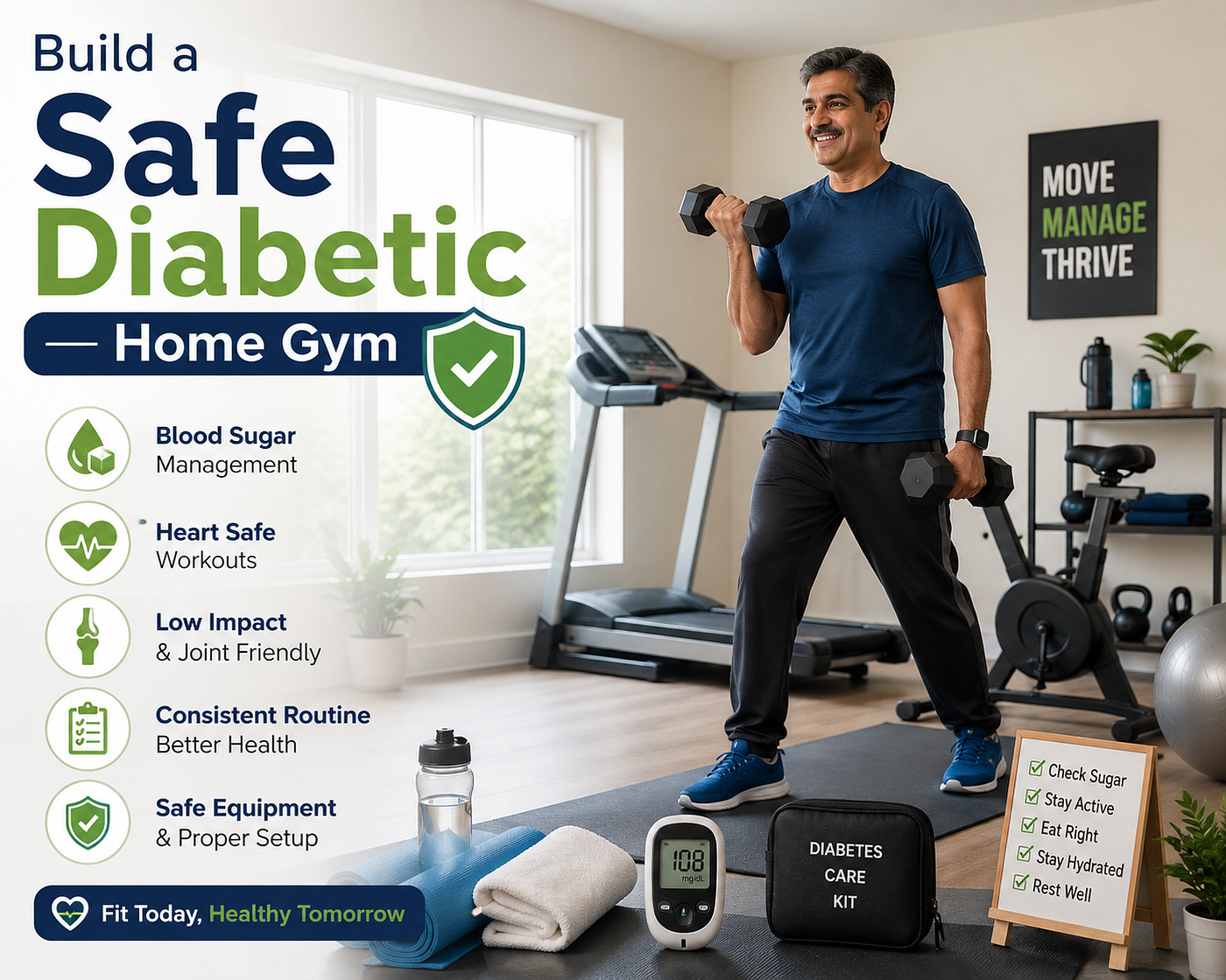 How to Build a Safe Diabetic Home Gym: Essential Equipment & Routines