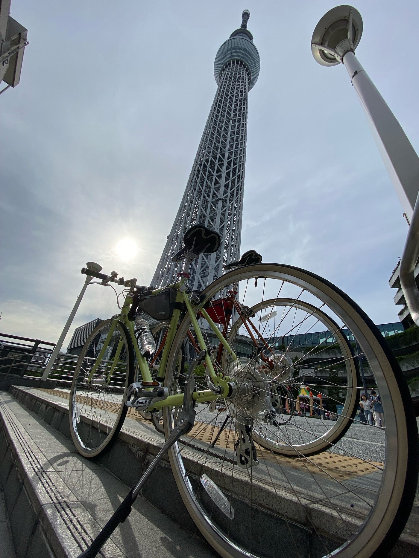 Overcast – the top of the tower disappearing into the grey.