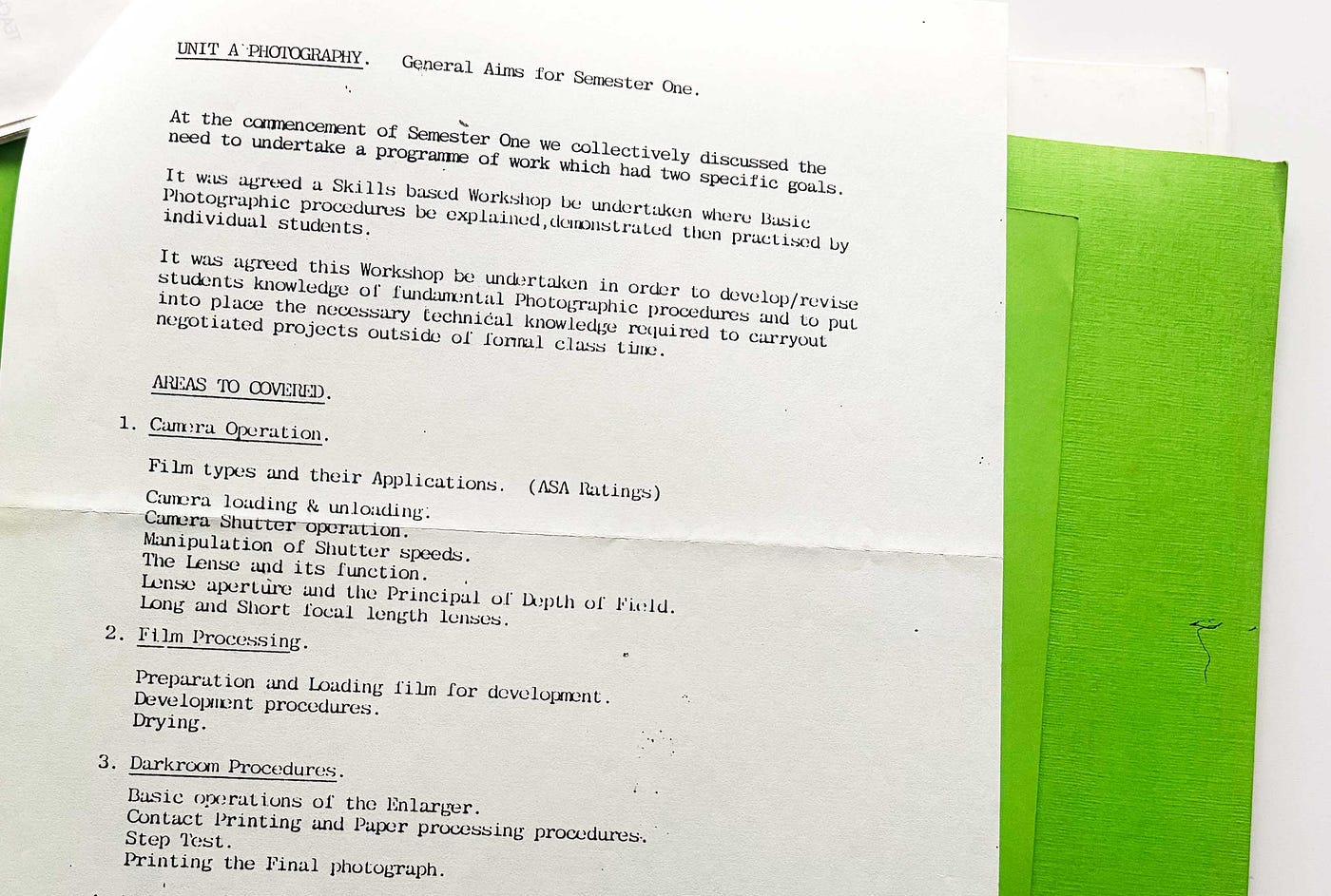 My old photography syllabus. Image copyright Jesse Karjalainen.