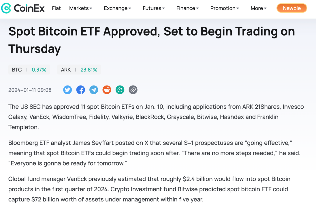 Bitcoin ETF Approval: Will the Crypto Market Welcome a Bull Market? | by  CoinEx | Medium