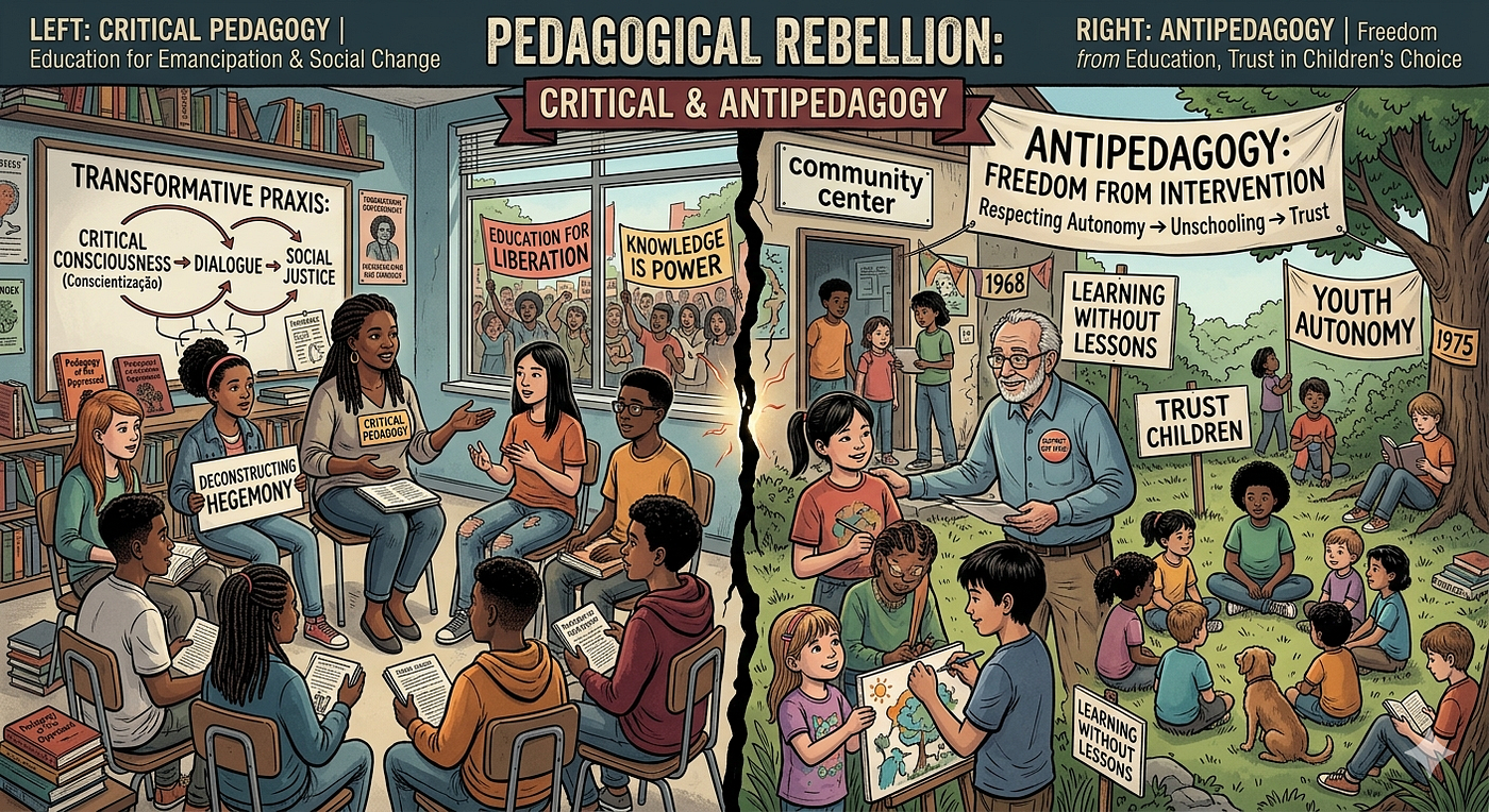 Směry kritické pedagogiky a antipedagogiky: Teoretická východiska, paralely a divergence