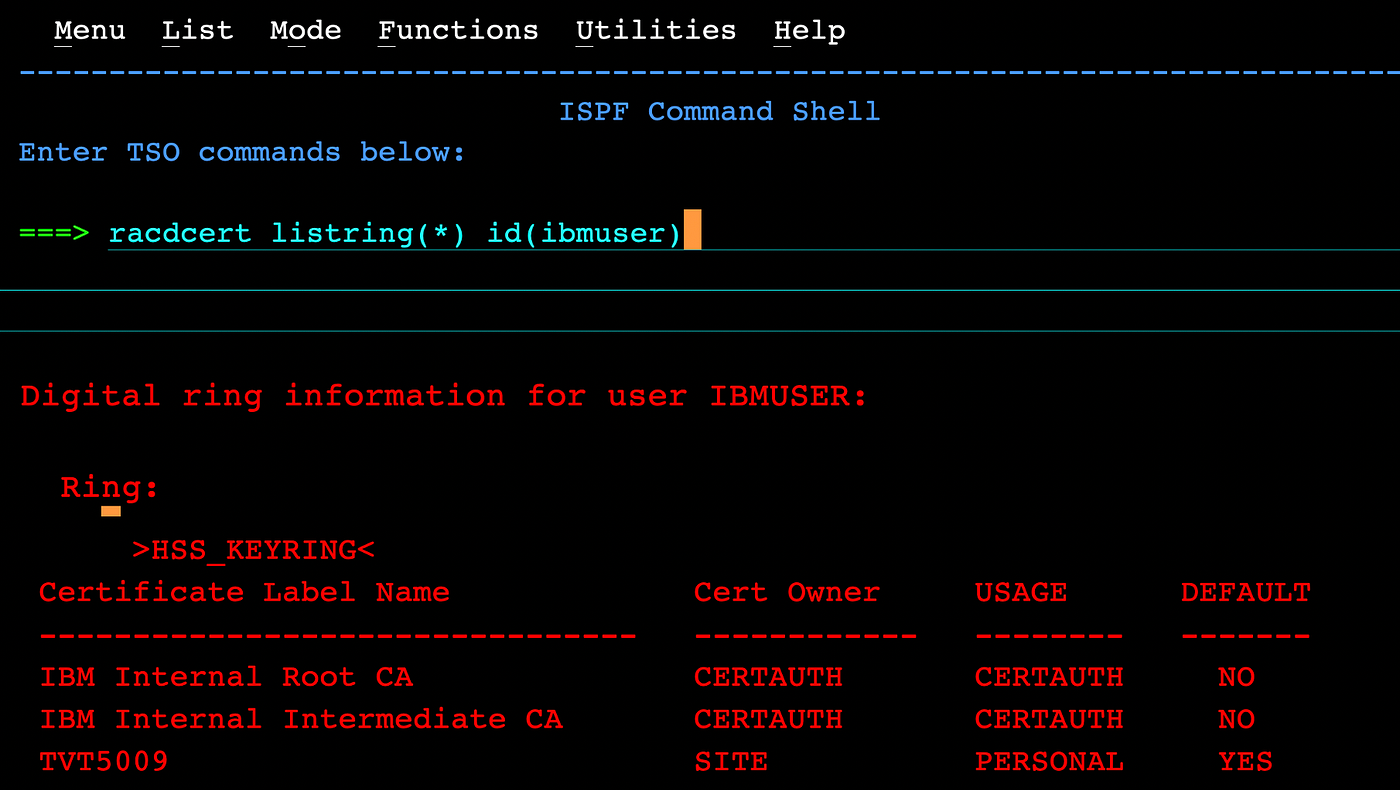 Configuring Zowe to use an existing keyring and its certificate