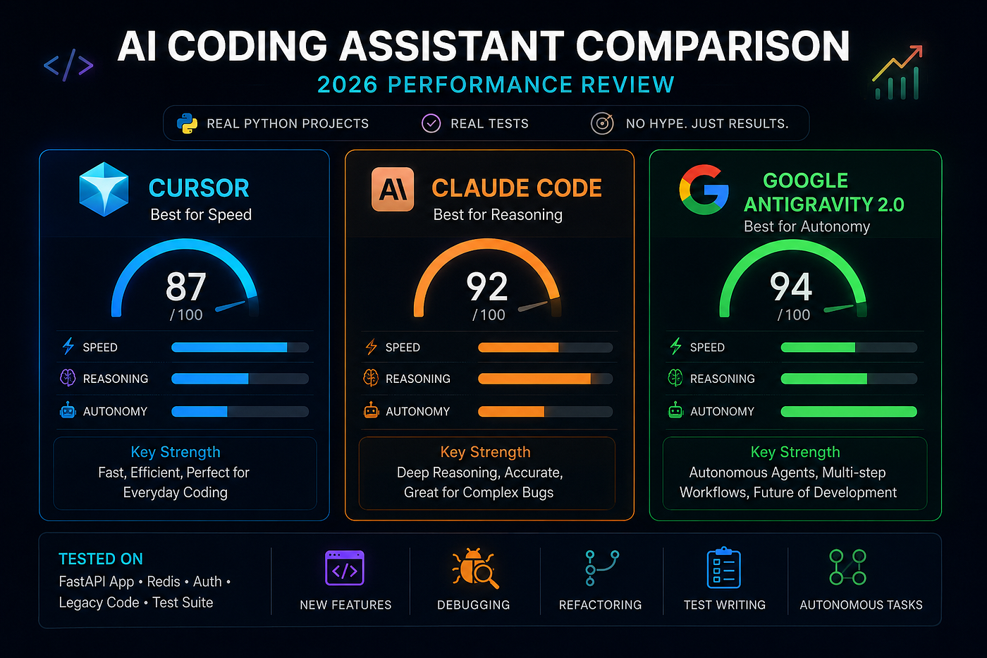 I Tested Google Antigravity vs Cursor vs Claude Code on Real Python Projects.