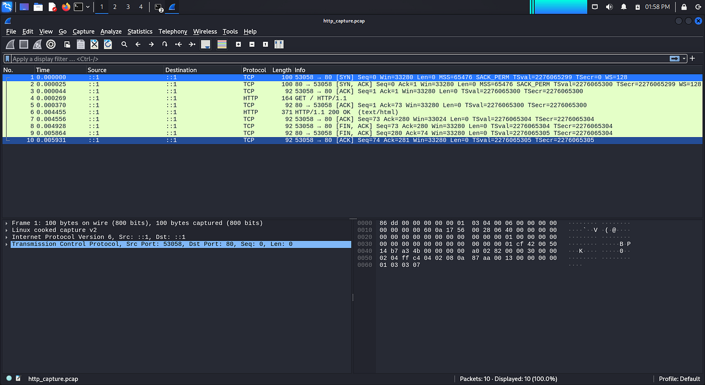 Wireshark HTTP packet view