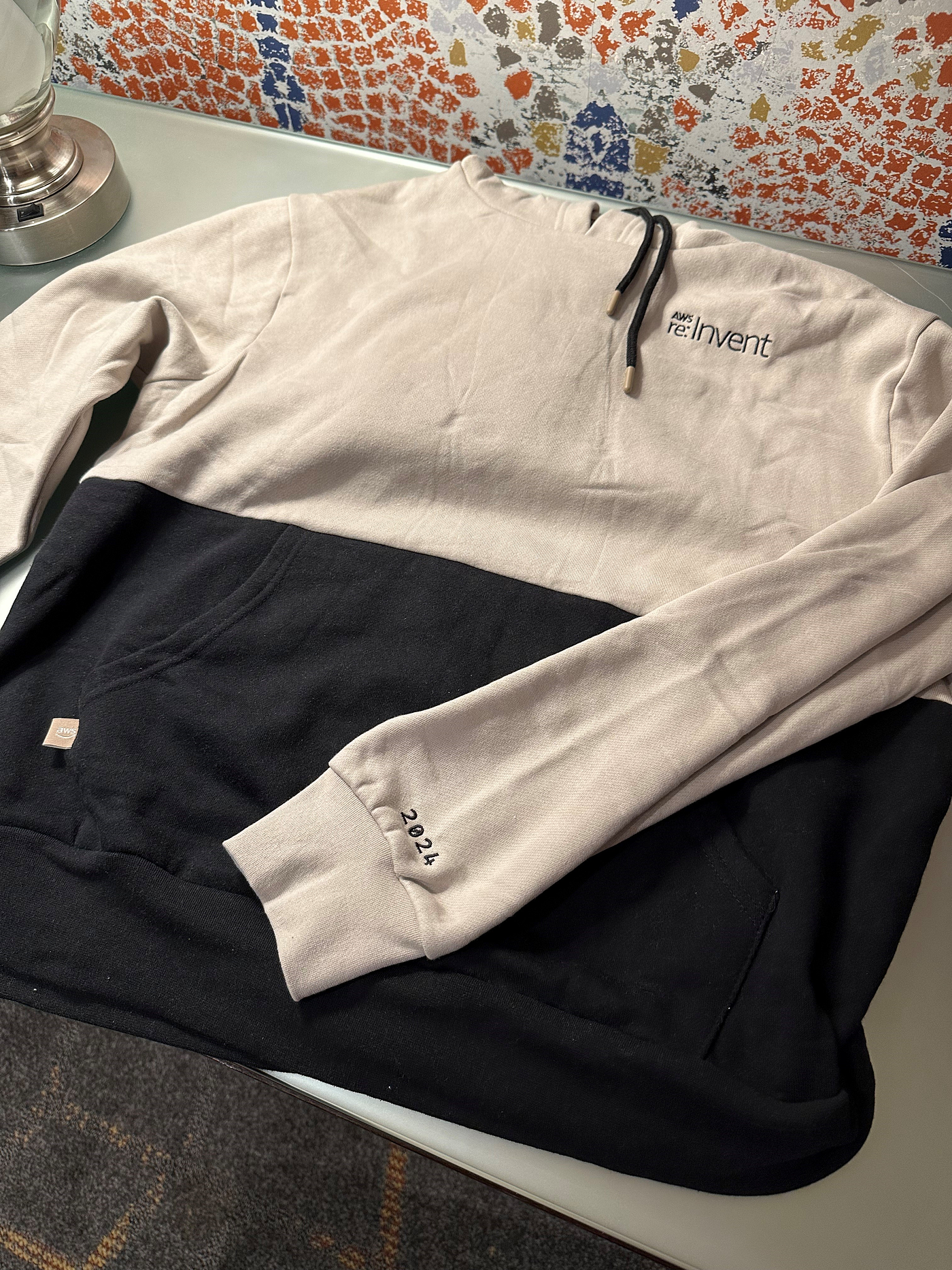 AWS Re:Invent Day 1. Badge and Swag Collection | by Andrew Blooman