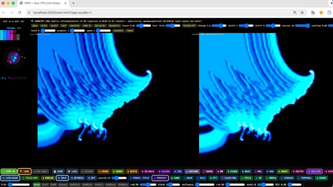 Meta-Circular medium in Krestianstvo Wavefront Evaluator: Code = Data = Physics