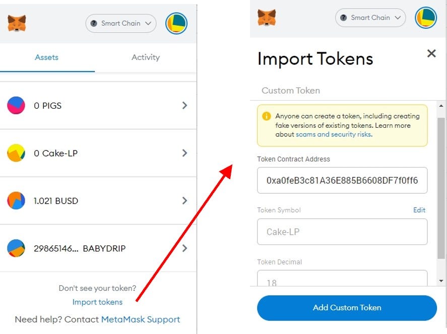 How to Rename Your CAKE-LP Tokens in MetaMask | by CryptoKnight |  CryptoStars