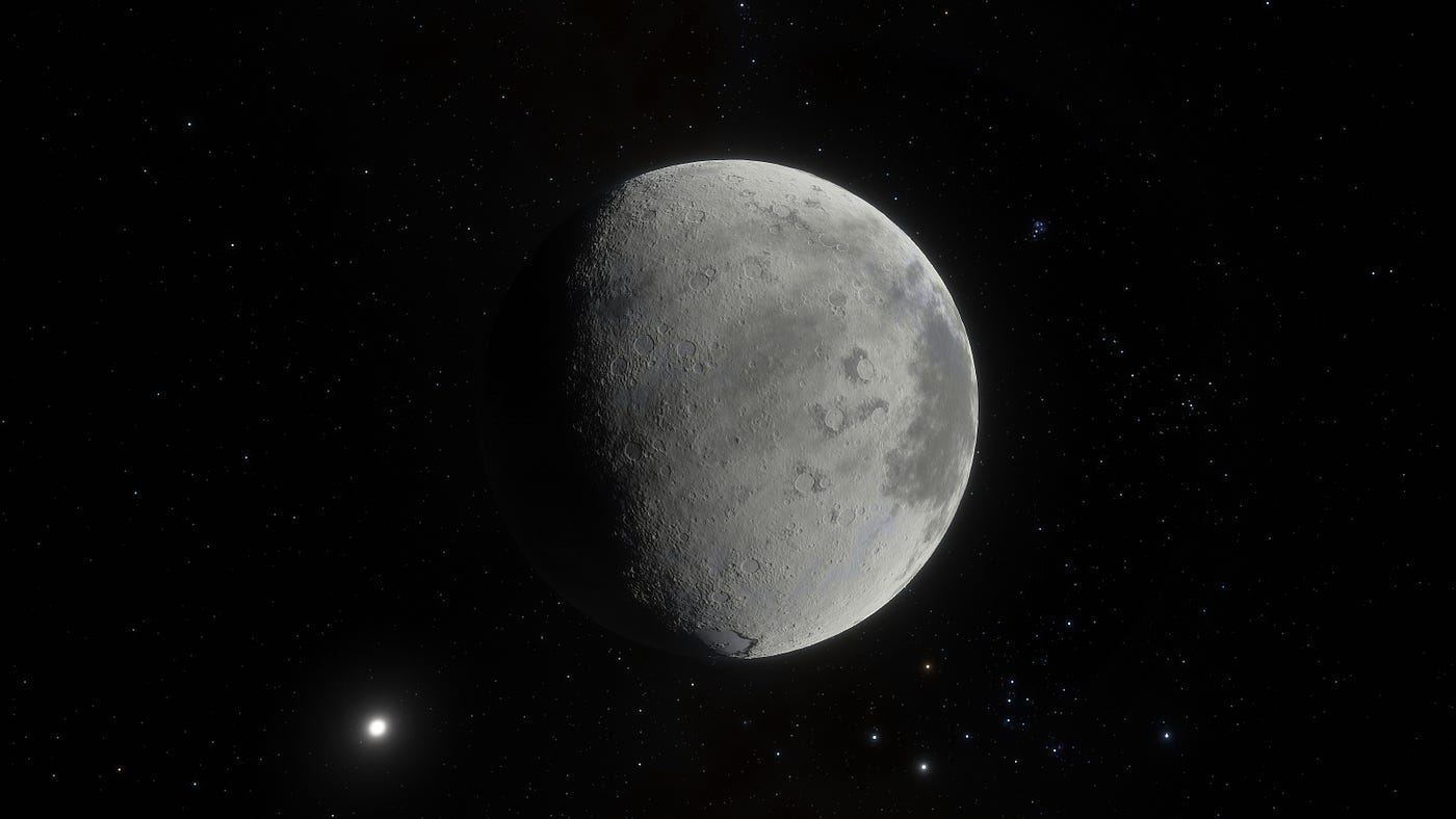 Probabilmente LHS 3844b ha un aspetto simile a quello della nostra Luna [Michele Diodati / Space Engine]